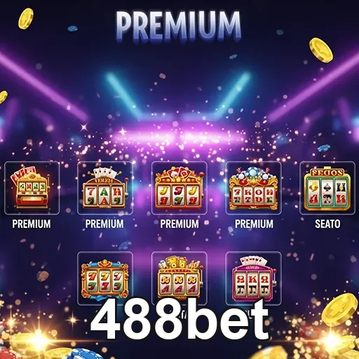 Imagem de jogos de cassino na 488bet, site de apostas online, com destaque para opções variadas de entretenimento.